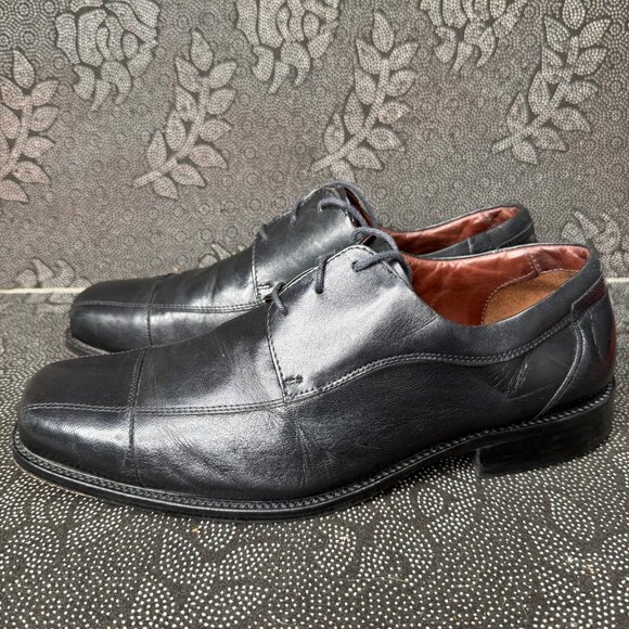 Johnston & Murphy Mens Leather Oxfords Square Cap Toe Size 12M Black - Picture 1 of 9